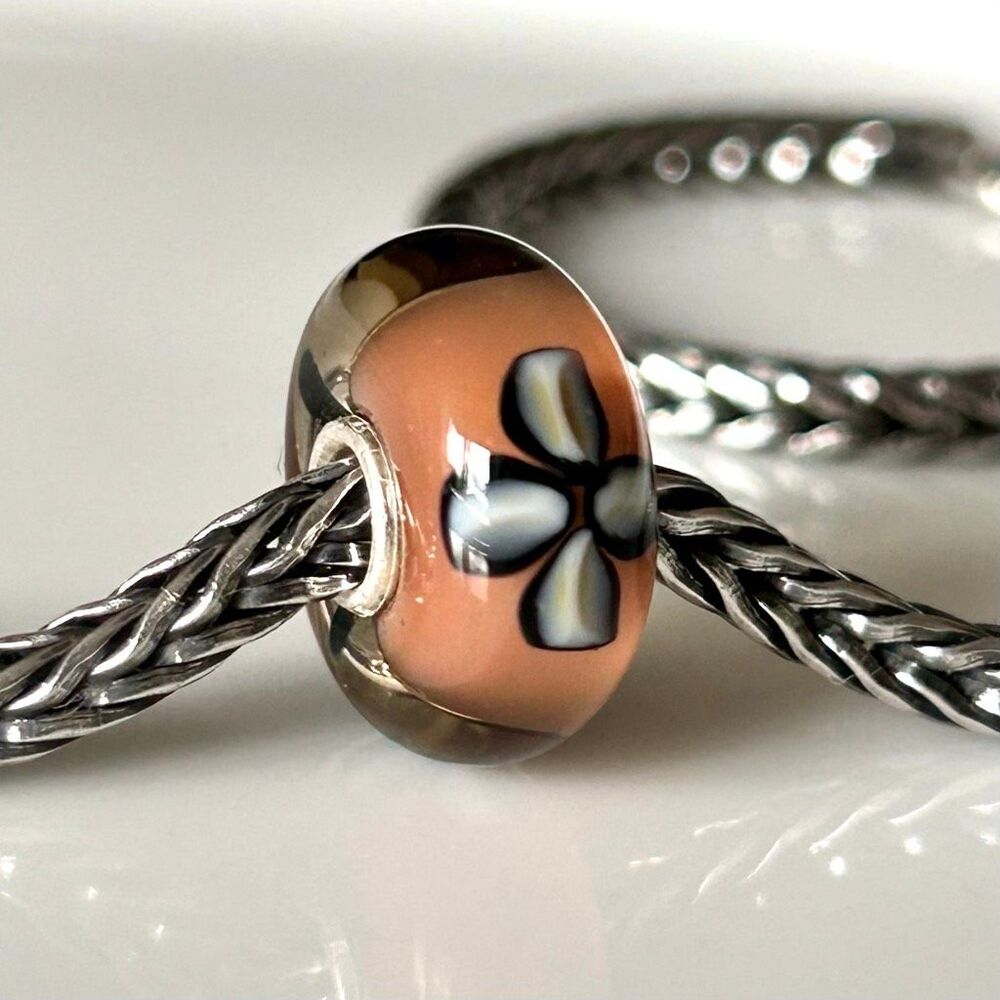 TROLLBEADS Lucky Clover Bead LAA 925S NEW! Caramel Tan w Black Clover